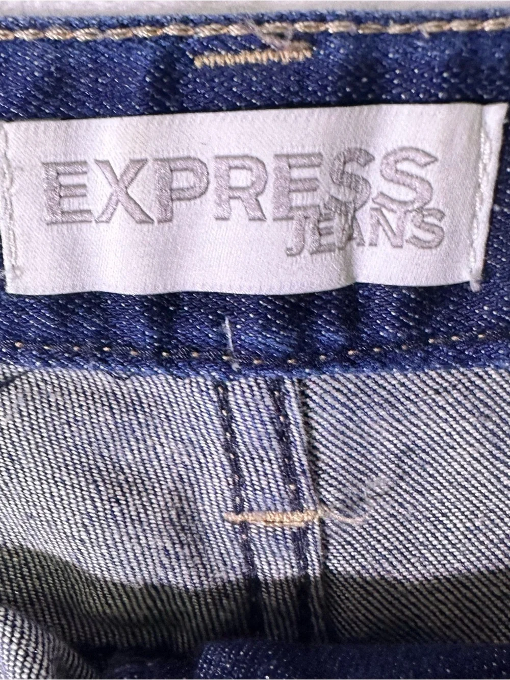 Express Distressed Blue Denim Jean Shorts